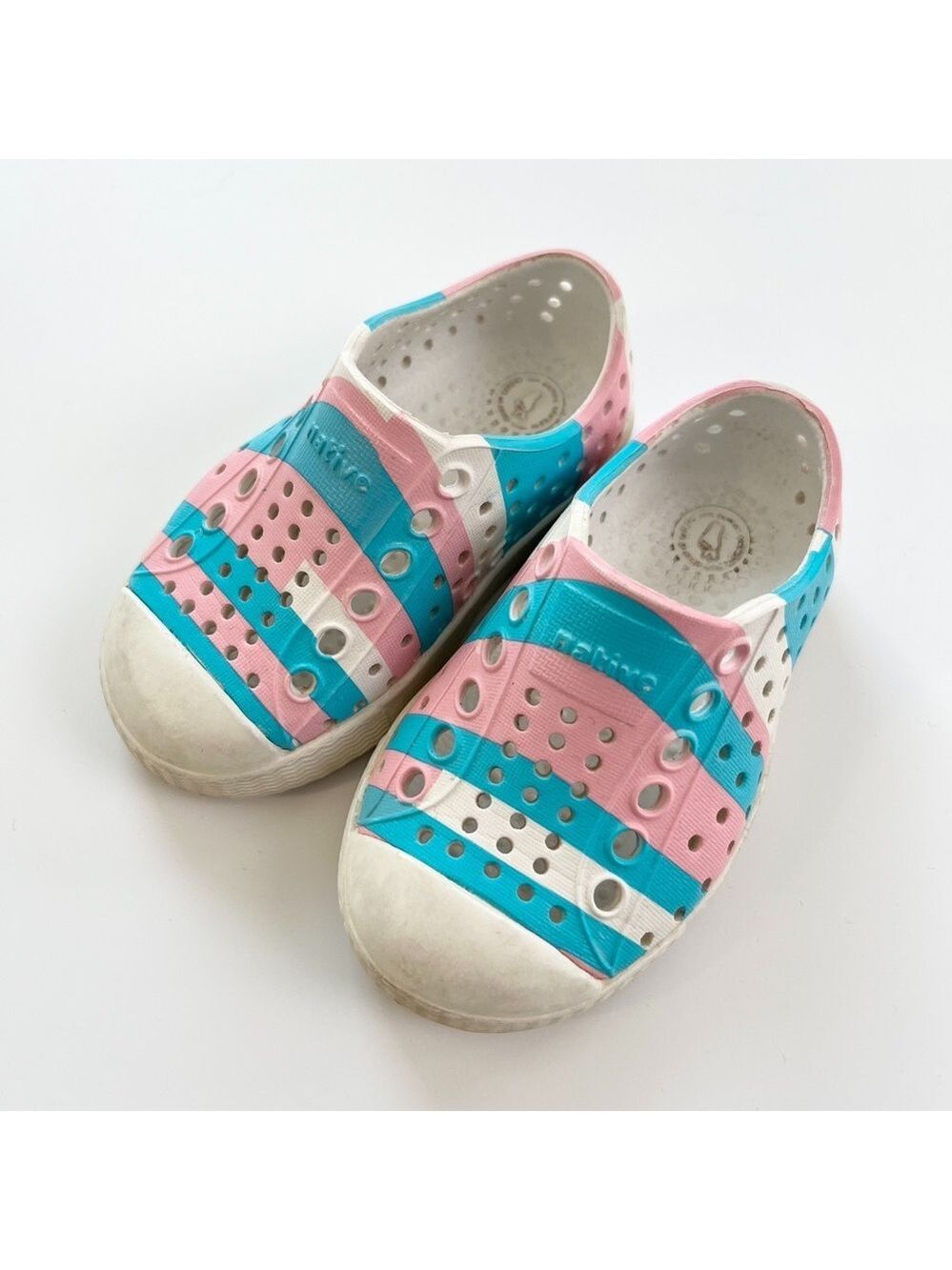 Natives Kids Pink and Blue Slip-On Shoes